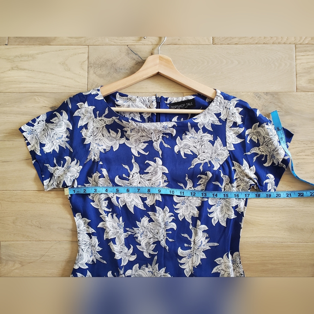 TOPSHOP Tall Blue & White Floral Summer Dress